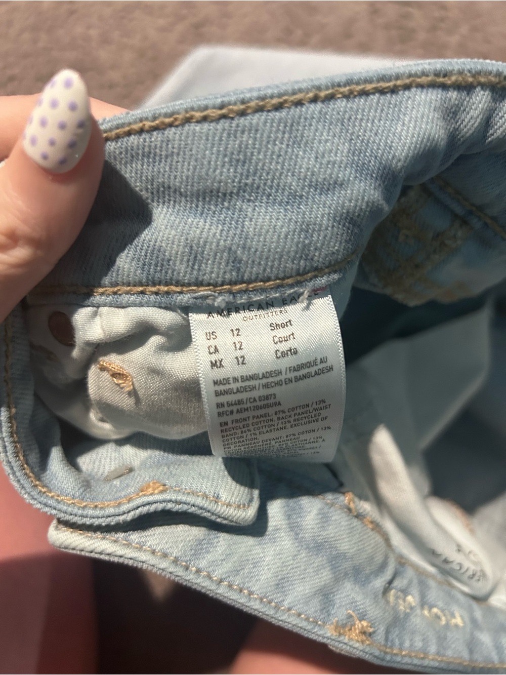 American Eagle Light Wash Distressed Mom Jeans - Picture 2 of 2